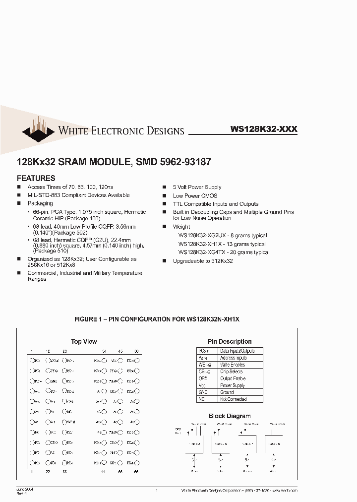 WS128K32N-100G2UCA_4959043.PDF Datasheet
