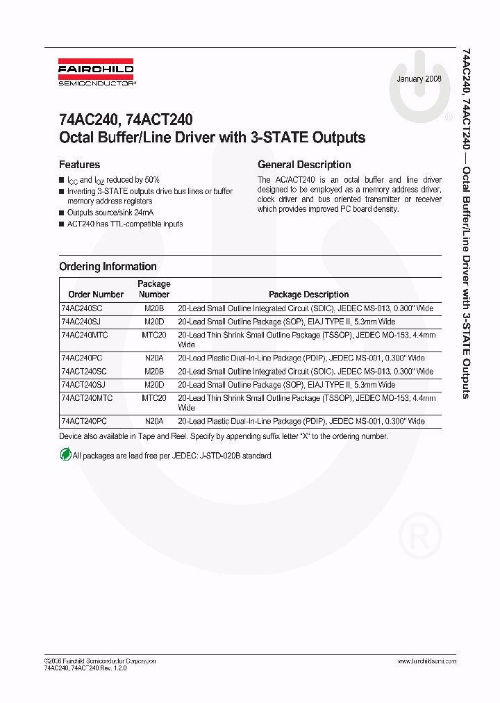 74ACT240MTCXNL_4973206.PDF Datasheet