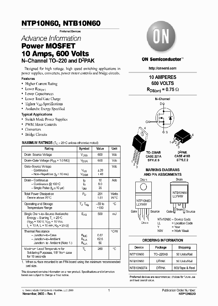 NTP10N60-D_4989521.PDF Datasheet
