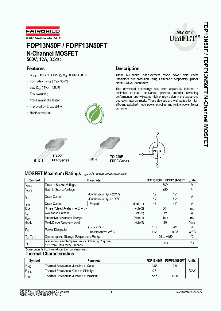 FDPF13N50FT12_4980171.PDF Datasheet
