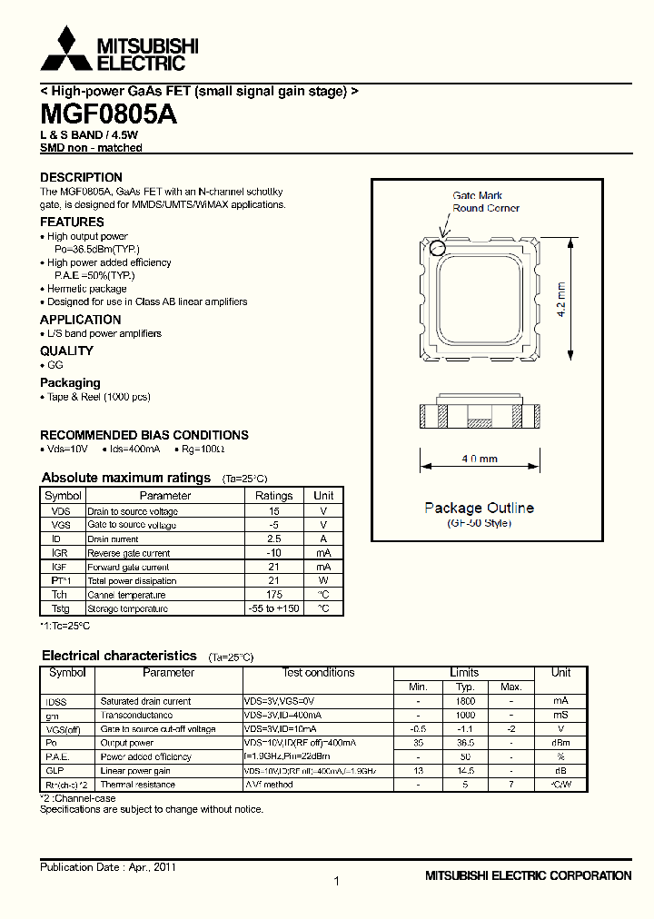 MGF0805A11_4992209.PDF Datasheet