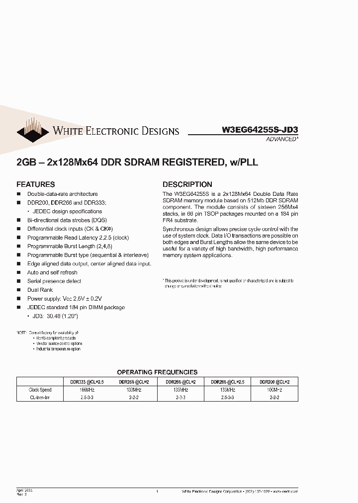 W3EG64255S265JD3XG_4999483.PDF Datasheet