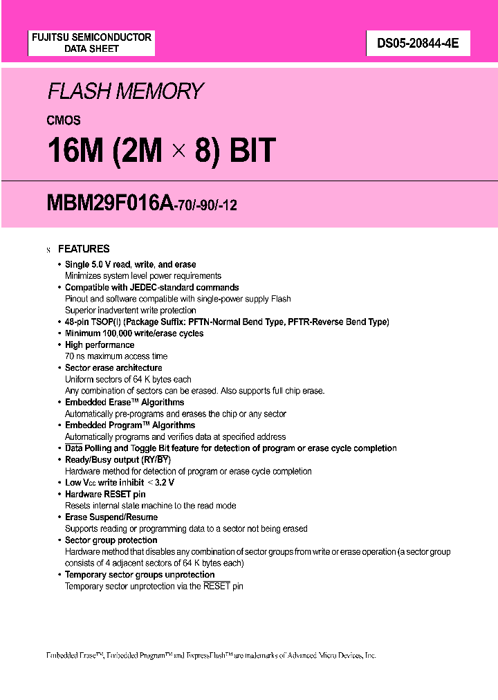 MBM29F016A-90PFTN_5005465.PDF Datasheet