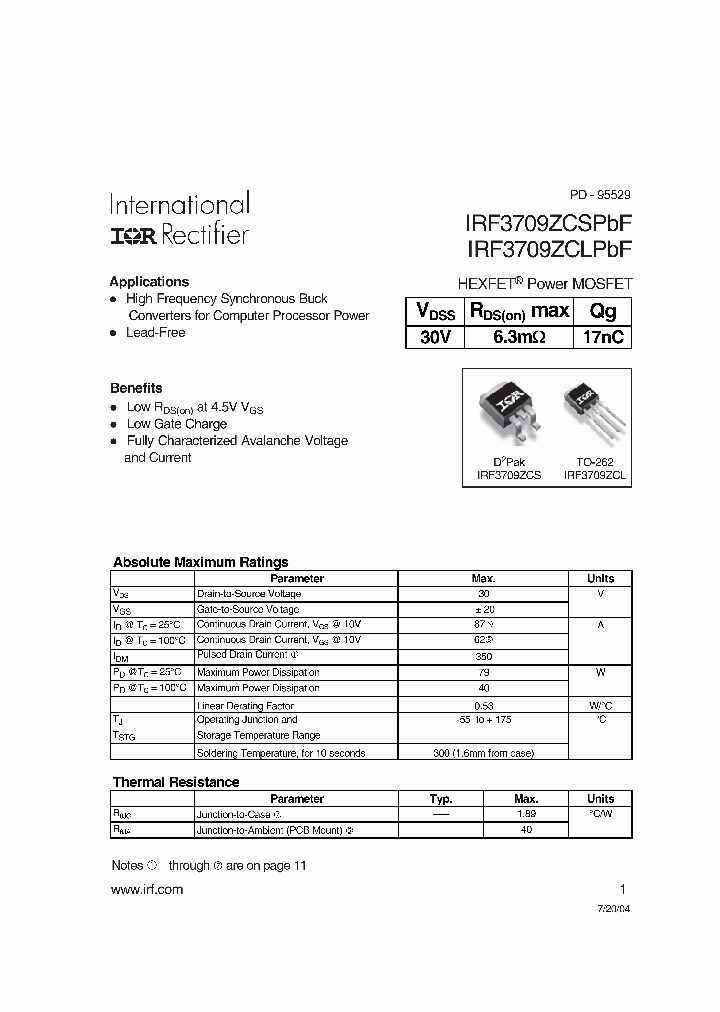 IRF3709ZCSPBF_5011253.PDF Datasheet