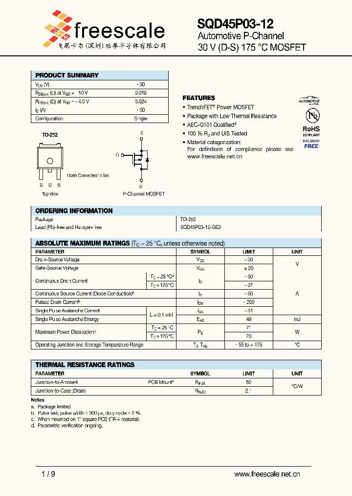 SQD45P03-12_5028684.PDF Datasheet