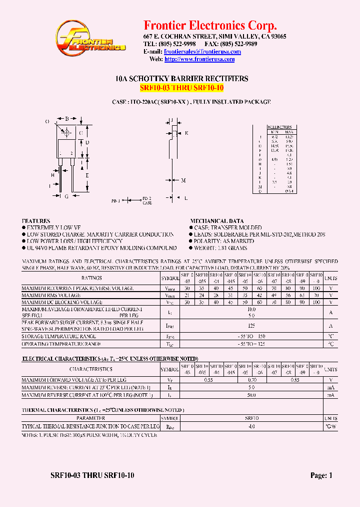 SRF10-03_5032087.PDF Datasheet