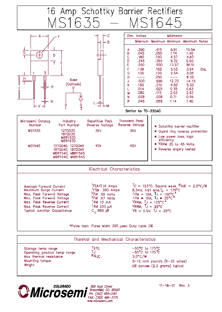 MBR1640_5031941.PDF Datasheet