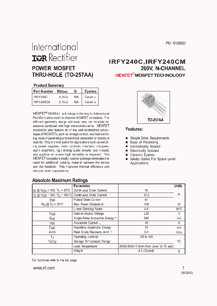 IRFY240C_5037355.PDF Datasheet