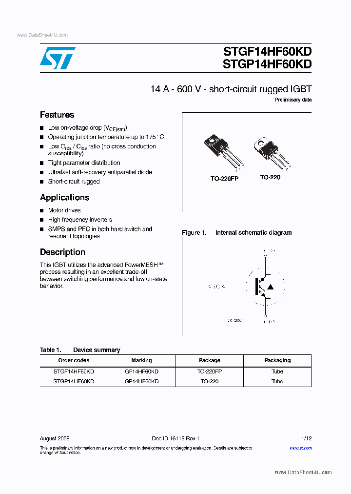 STGF14HF60KD_5042206.PDF Datasheet