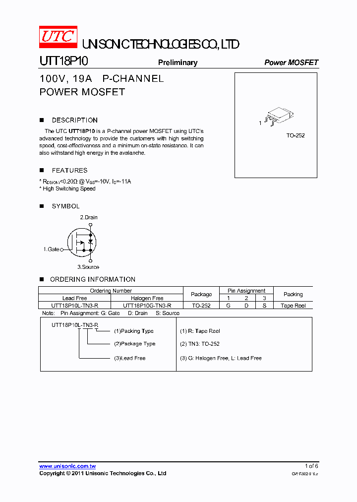 UTT18P10G-TN3-R_5043309.PDF Datasheet