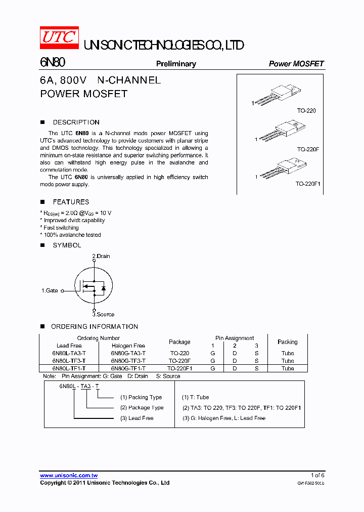 6N80G-TF1-T_5056585.PDF Datasheet