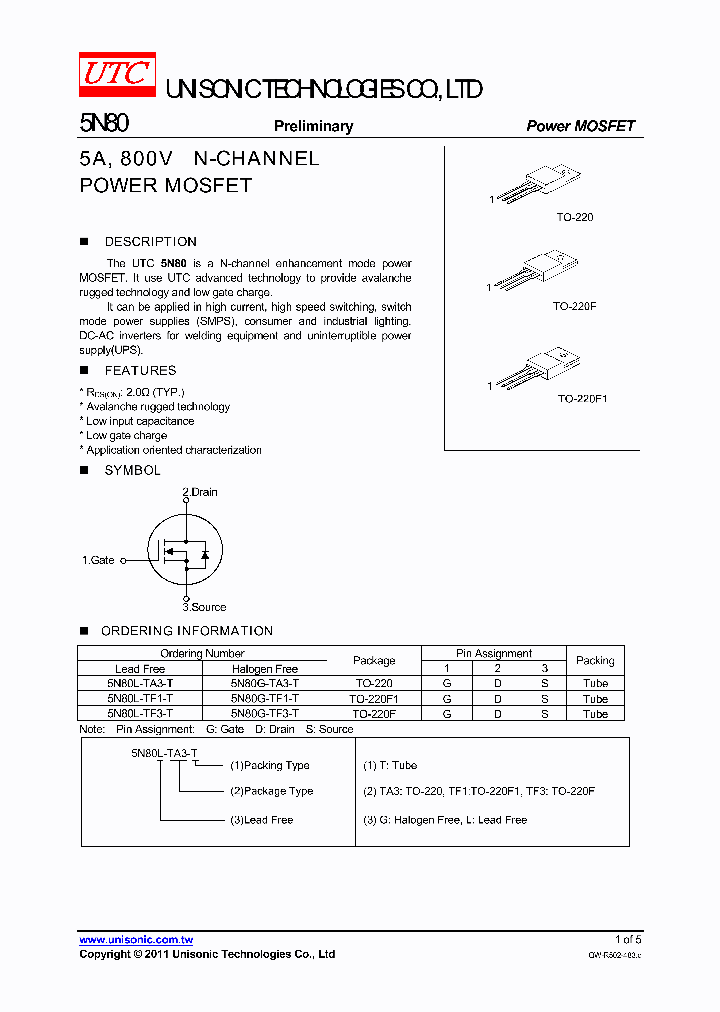 5N80G-TA3-T_5056584.PDF Datasheet
