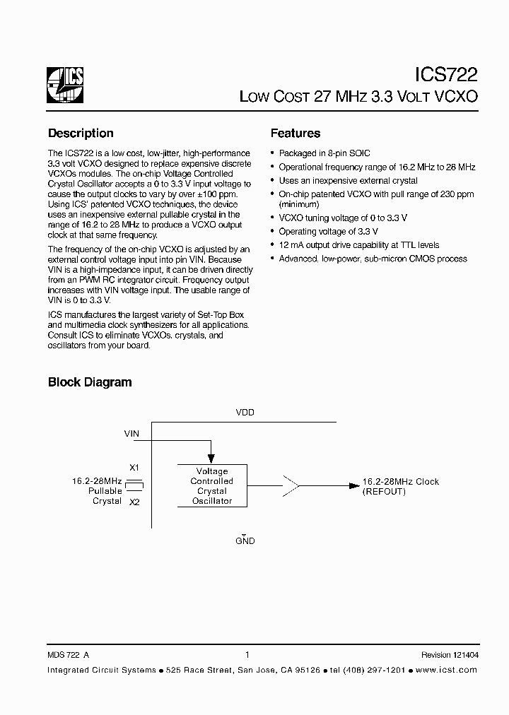 ICS722MLF_5063866.PDF Datasheet