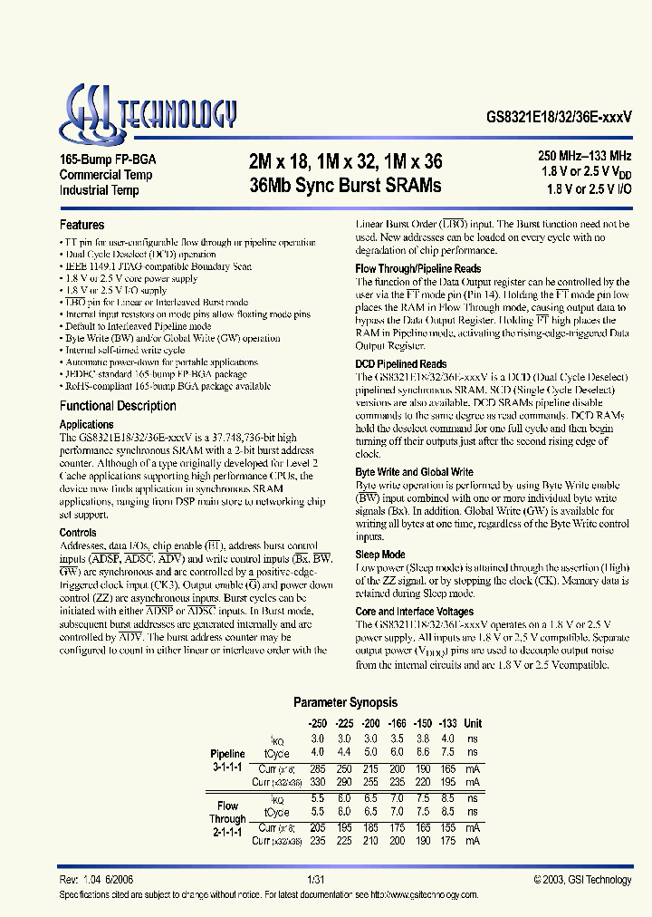 GS8321E36E-250IV_5066127.PDF Datasheet