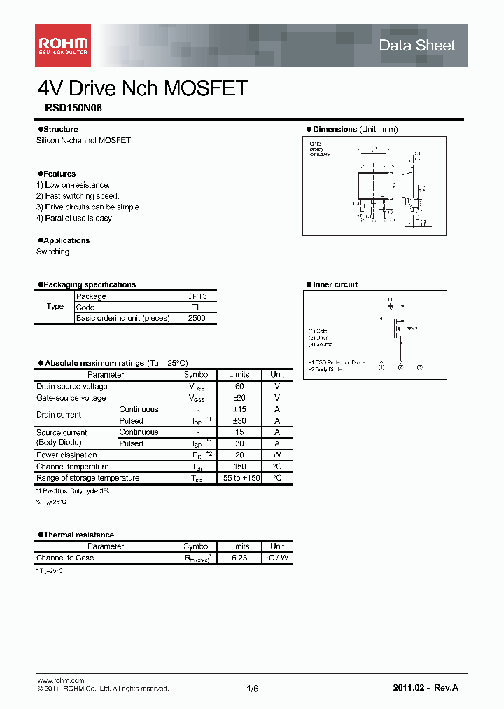 RSD150N06_5064434.PDF Datasheet