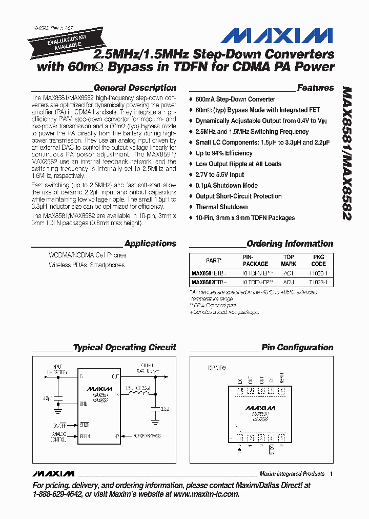 MAX8581ETBT_5068040.PDF Datasheet