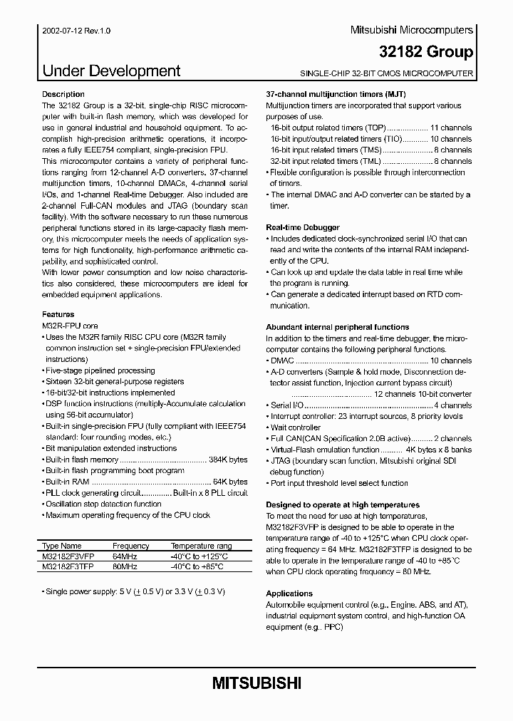 M32182F3TFP_5072965.PDF Datasheet