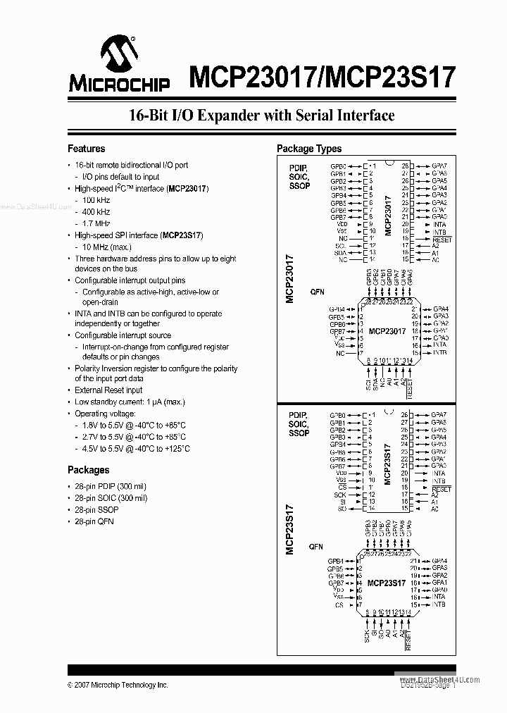 MCP23017_5083708.PDF Datasheet