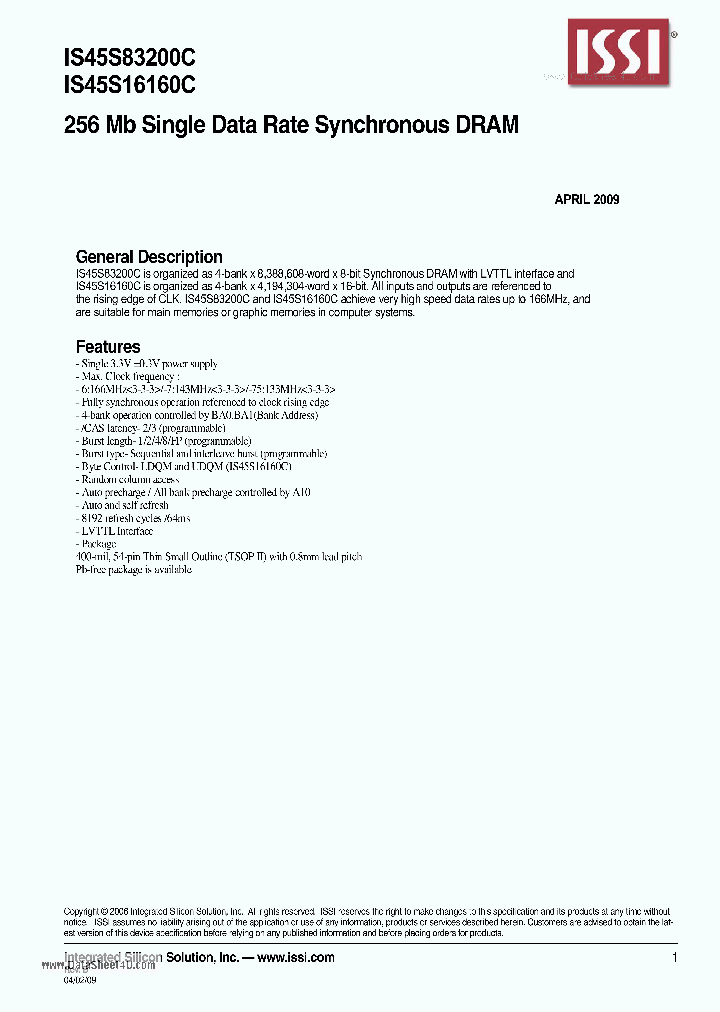IS45S16160C_5084827.PDF Datasheet