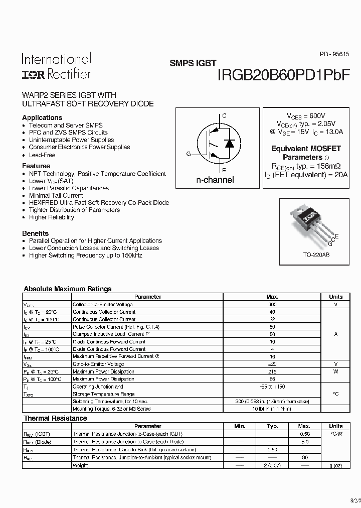 IRGB20B60PD1PBF_5090743.PDF Datasheet