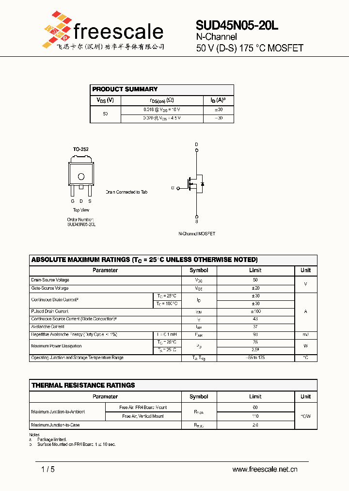 SUD45N05-20L_5103868.PDF Datasheet