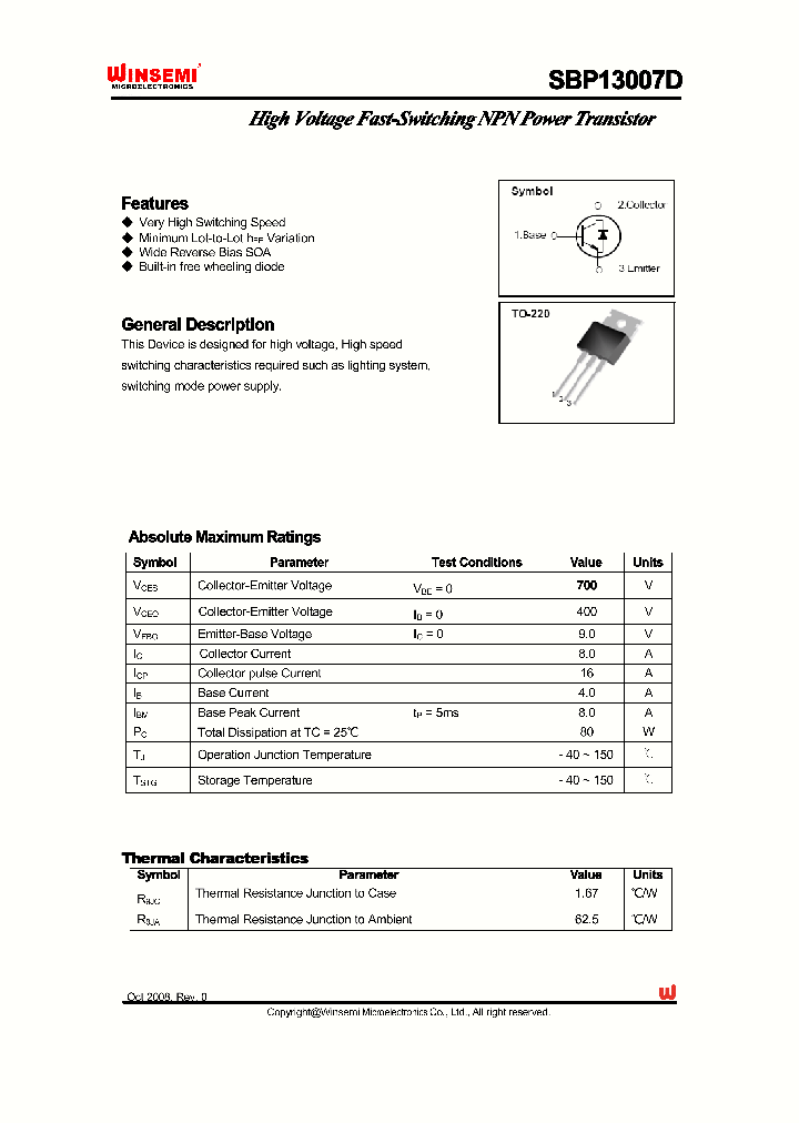 SBP13007D_5110183.PDF Datasheet