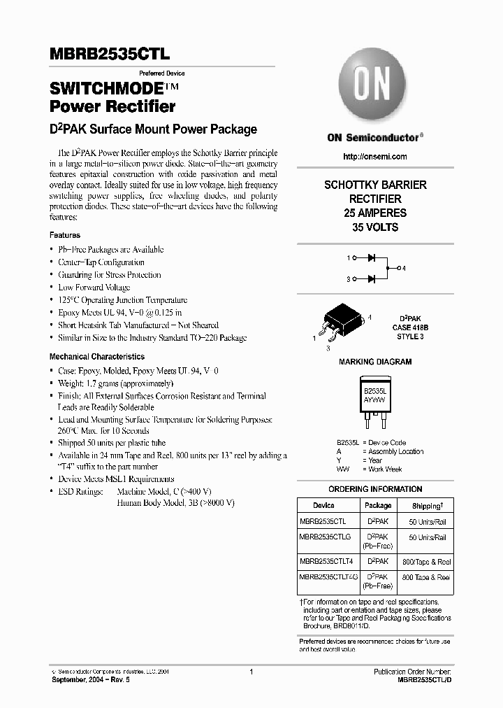 MBRB2535CTLT4_5132657.PDF Datasheet