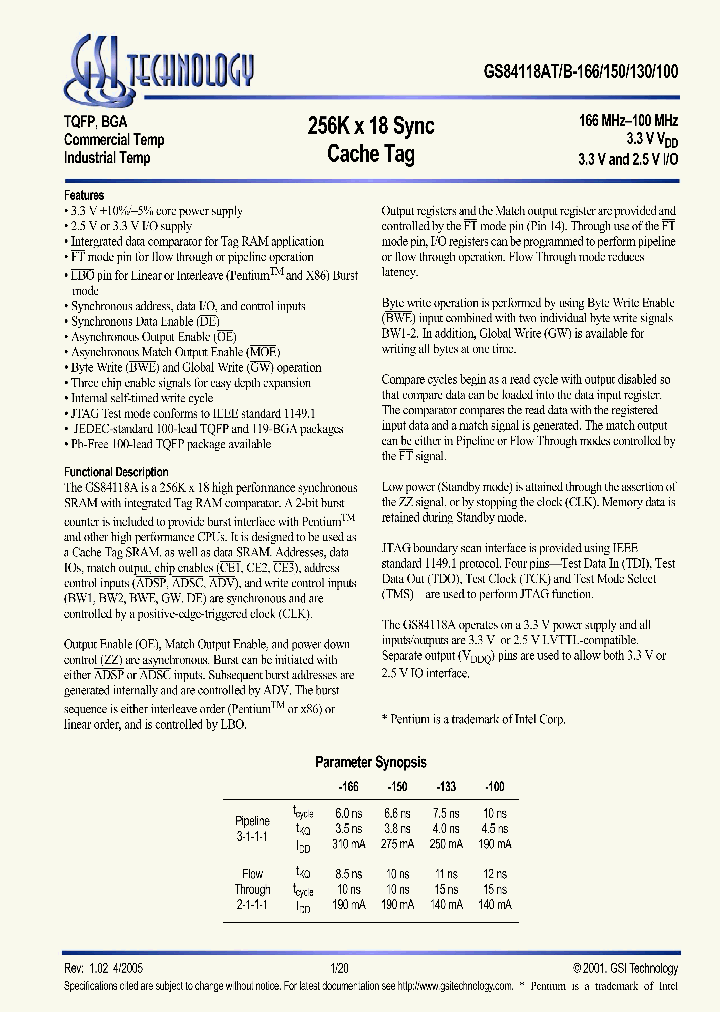 GS84118AGT-150_5133634.PDF Datasheet