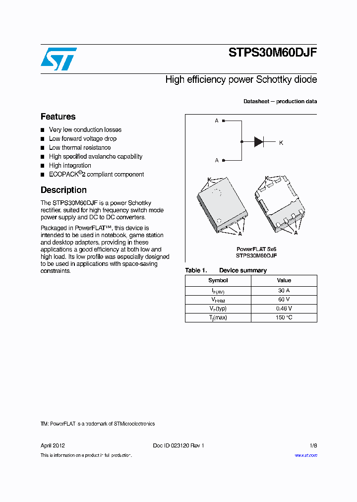 STPS30M60DJF_5141262.PDF Datasheet