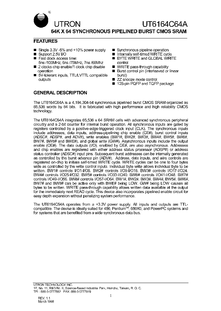 UT6164C64AQ-6_5154346.PDF Datasheet