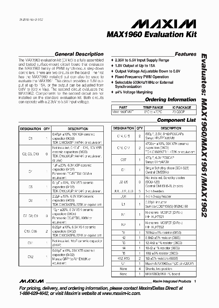 MAX1960EVKIT_5152081.PDF Datasheet