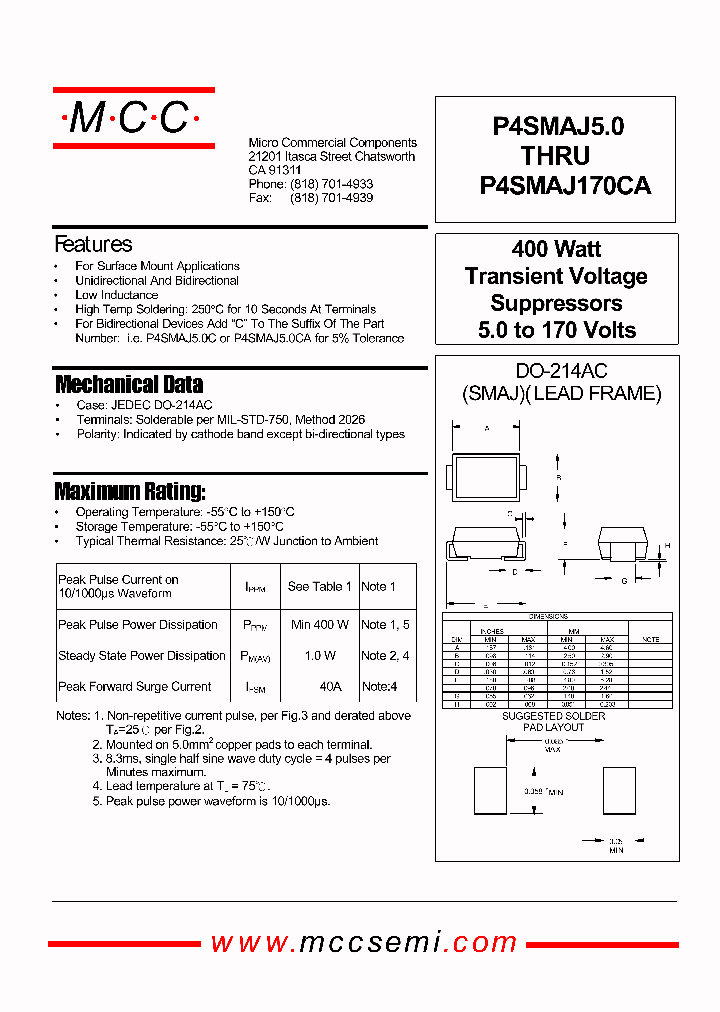 P4SMAJ16_5159121.PDF Datasheet