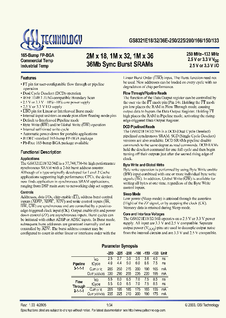 GS8321E32GE-250I_5166247.PDF Datasheet