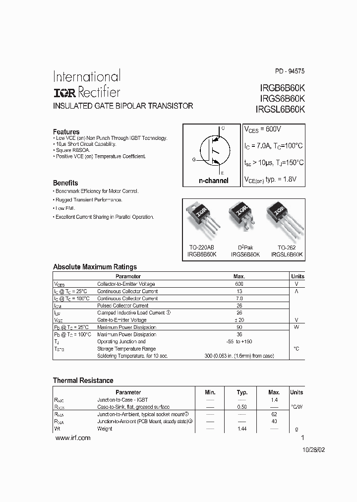 IRGB6B60K_5180995.PDF Datasheet