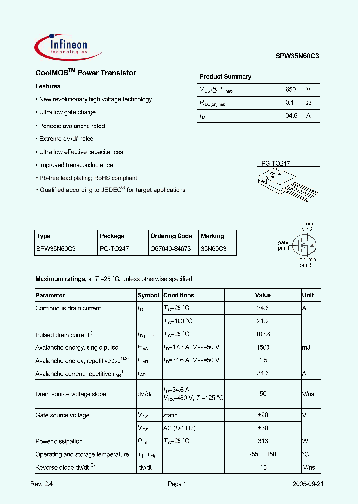 SPW35N60C305_5182022.PDF Datasheet