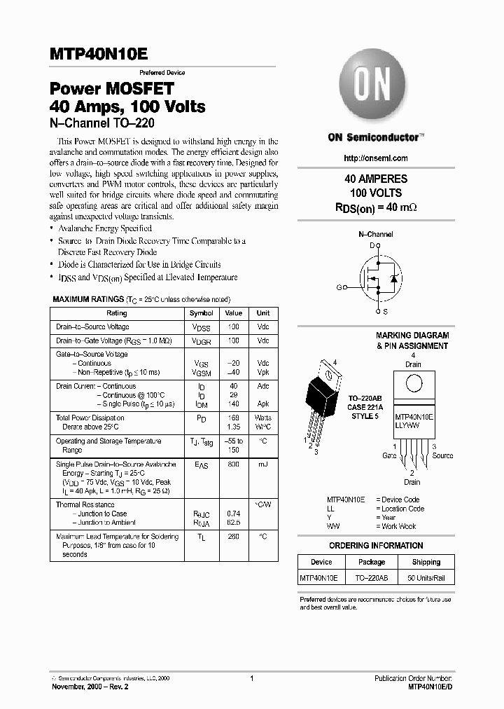 MTP40N10E-D_5190055.PDF Datasheet