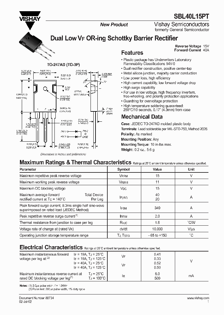SBL40L15PT_5190150.PDF Datasheet