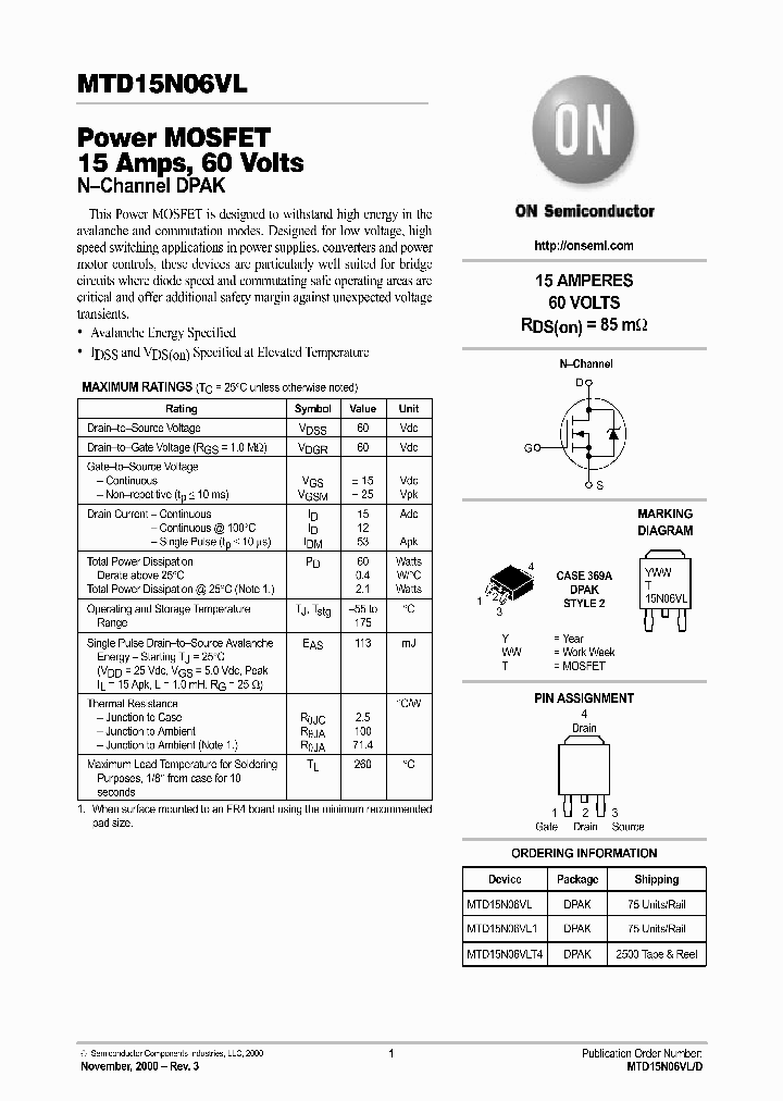 MTD15N06VL-D_5191650.PDF Datasheet