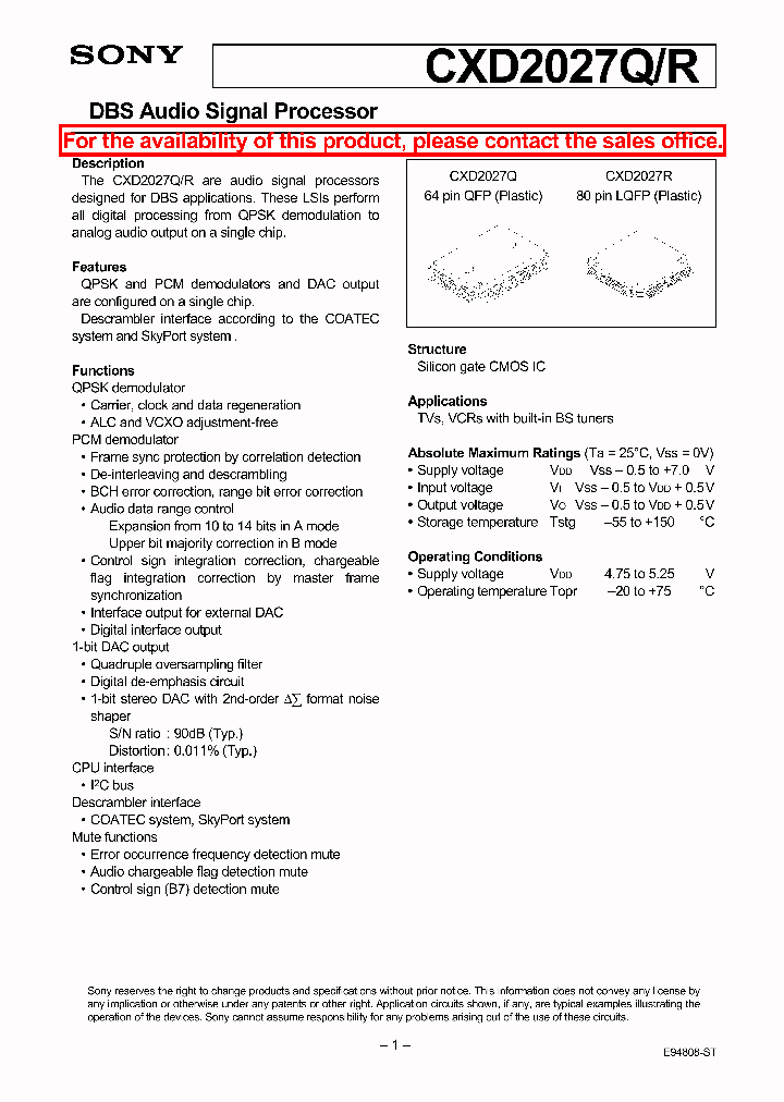 CXD2027QR_5196590.PDF Datasheet