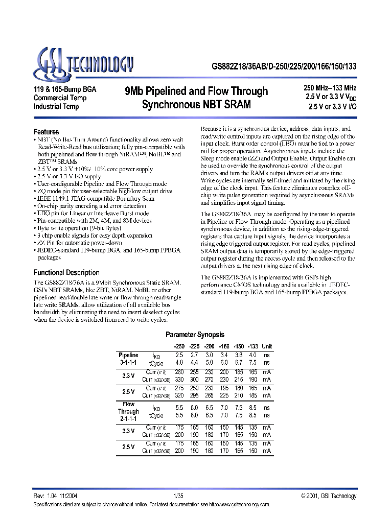 GS882Z18AD-150I_5203490.PDF Datasheet