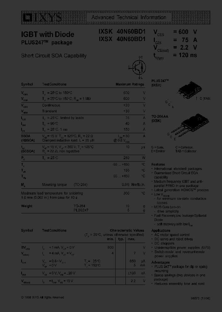 IXSK40N60BD1_5205749.PDF Datasheet