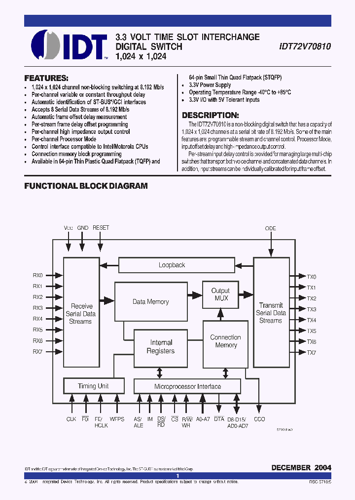 IDT72V70810_5210637.PDF Datasheet