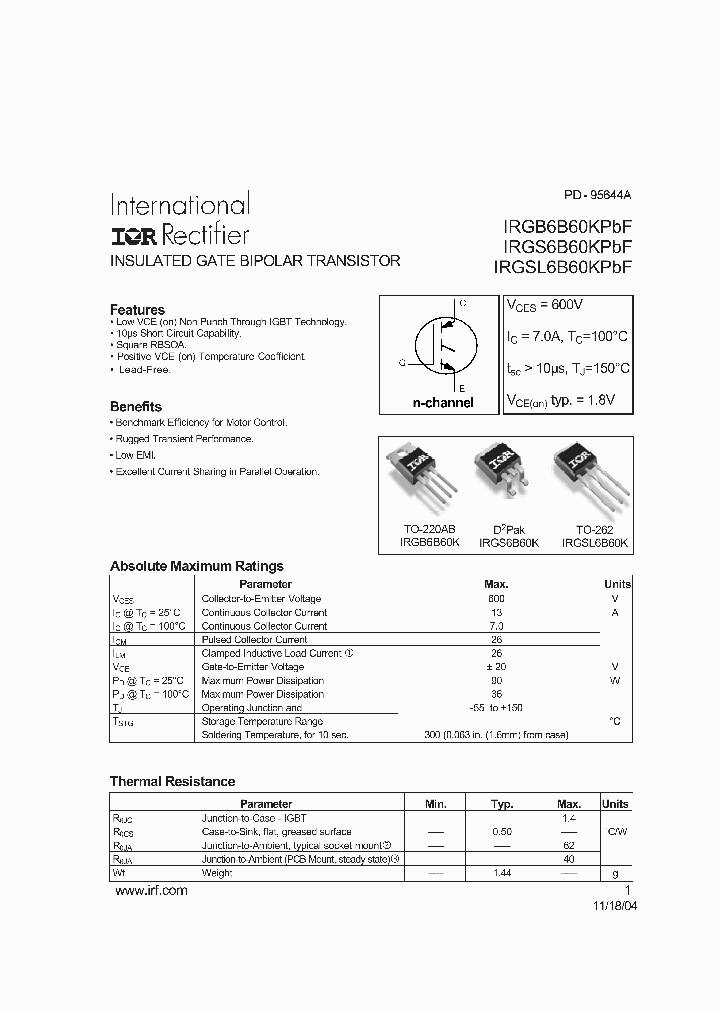 IRGB6B60KPBF_5213686.PDF Datasheet