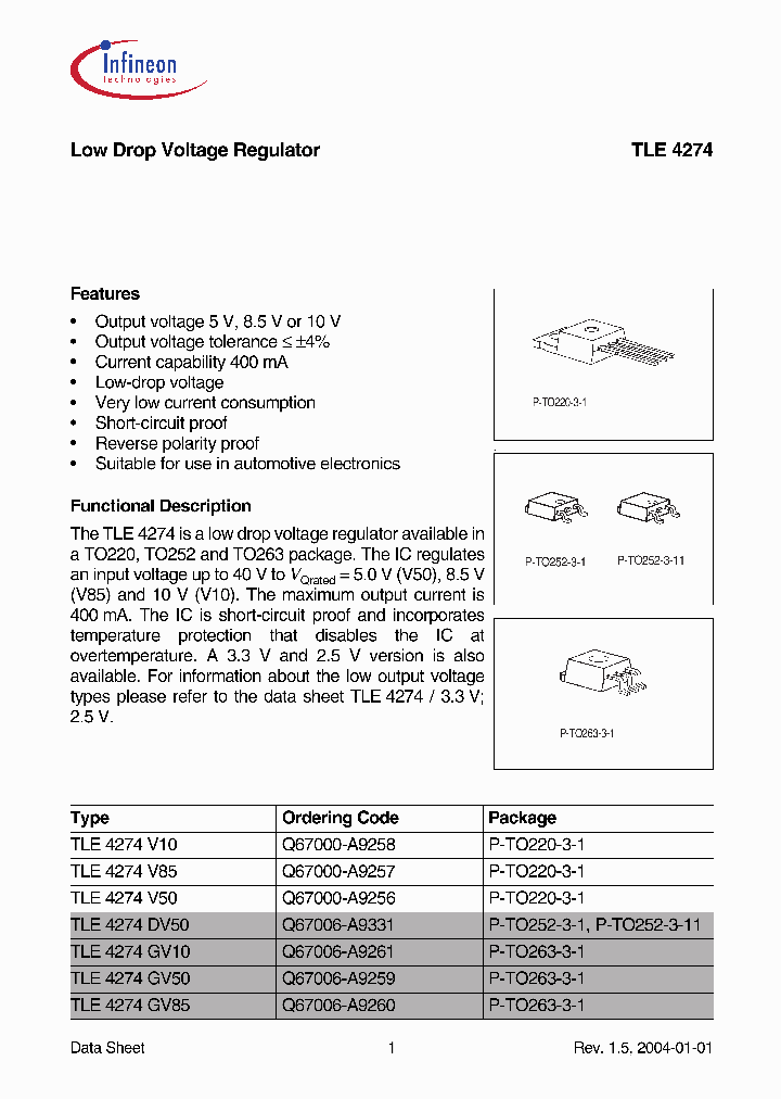 TLE4274GV85_5213260.PDF Datasheet