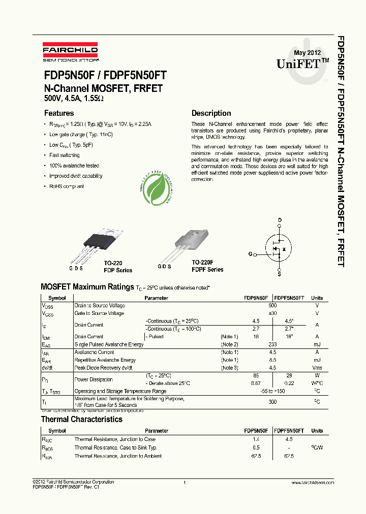 FDPF5N50FT12_5217949.PDF Datasheet