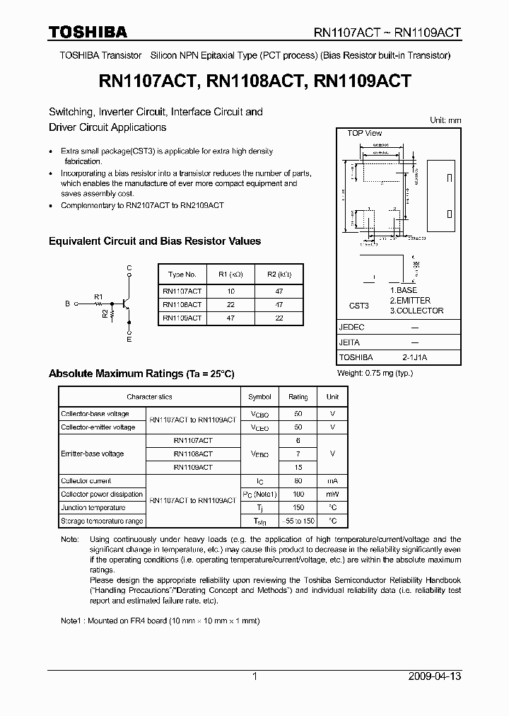 RN1109ACT_5223607.PDF Datasheet