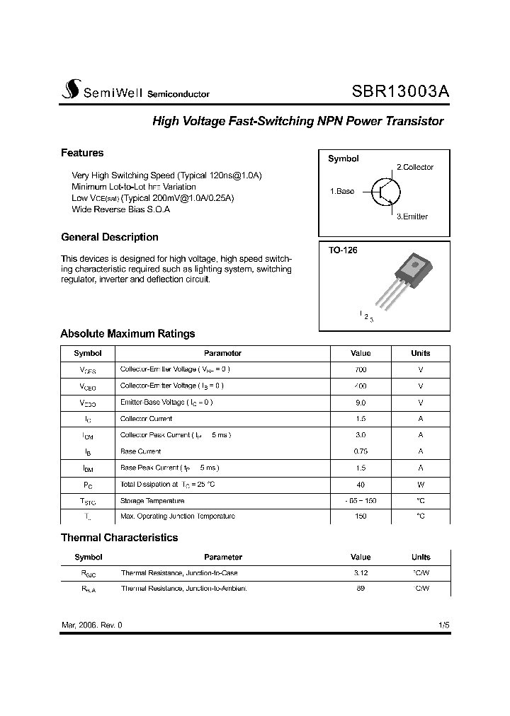 SBR13003A_5229354.PDF Datasheet