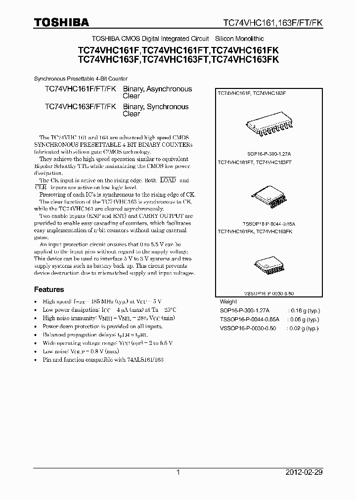 TC74VHC161FT12_5240064.PDF Datasheet