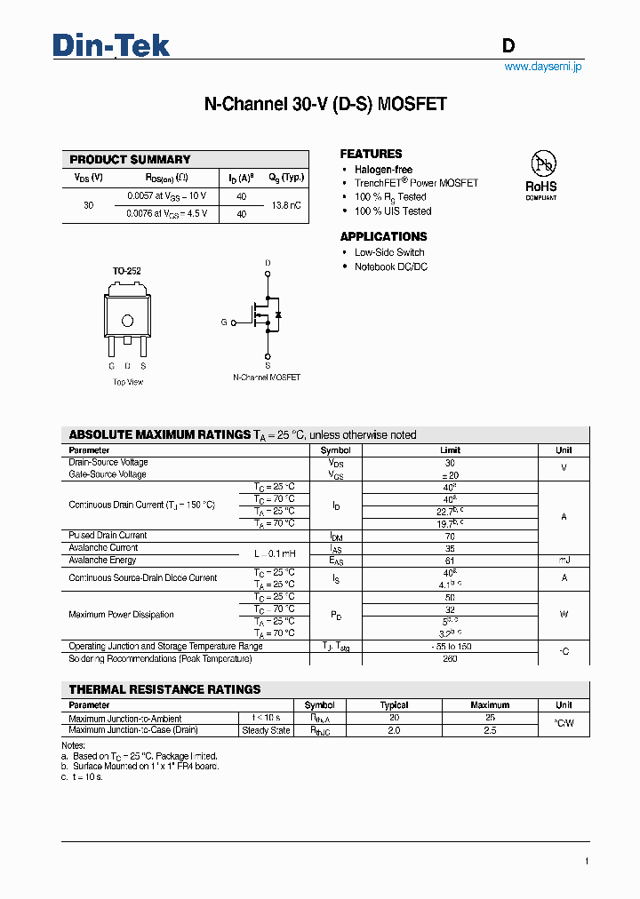 DTU40N03_5257011.PDF Datasheet