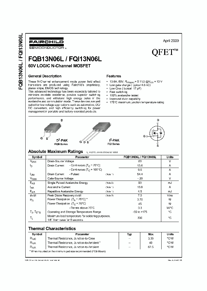 FQI13N06L_5273774.PDF Datasheet